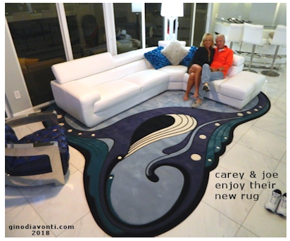 Joe and Carey enjoy their new Custom Designed and sculpted Area rug